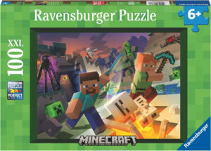 Ravensburger Monster Minecrat palapeli lapsille ja Minecraft-faneille. Palapelissä on 100 palaa ja tavallista isommat XXL-palat.