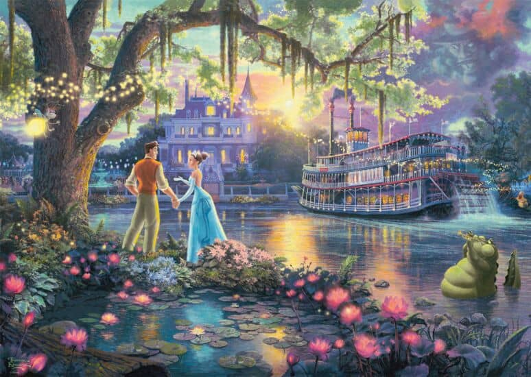 The Princess and the Frog -palapeli 1000 palaa on Thomas Kinkade Studios kuvittama ihastuttava Disney-palapeli.