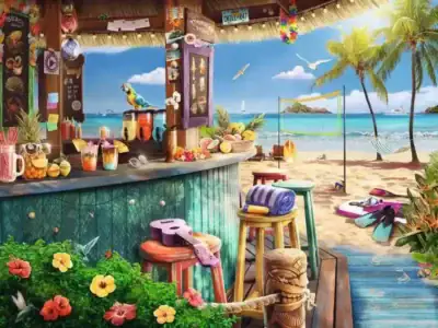 Beach Bar Breezes palapeli on Ravensburgerin 1500 palan rantabaari-aiheihe. 