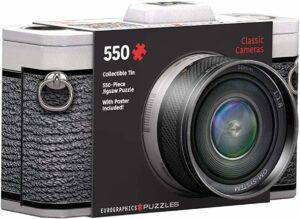 Kamera -palapeli peltirasiassa on Eurographicsin 550 palan palapeli kamerat palapeli