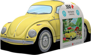 VW Beetle Camping palapeli 550 palaa on kanadalaisen Eurographicsin valmistama. Palapelin kuvassa keltainen kuplavolkkari on parkkeerattu teltan eteen.