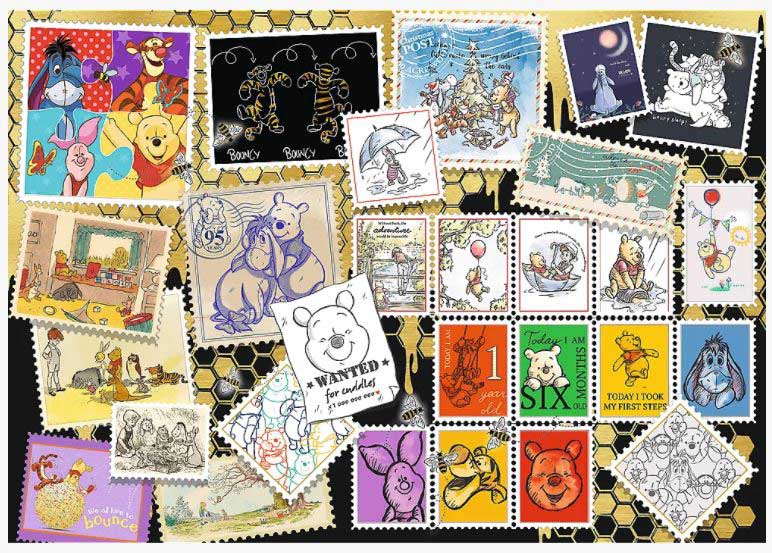 Winnie the Pooh -palapeli 1000 palaa. Palapelin kuvassa Nalle Puh ja tutut kaverit, kuten Nasu, Tikru ja Ihaa. Koko on 68 x 48 cm. Valmistaja Trefl.