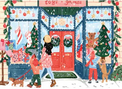 The Toy Store palapeli on ranskalaisen Pieces & Peace -palapelivalmistajan ihana joulupalapeli. Valmistajan palat ovat himmeäpintaiset ja palat sopivat vain omille paikoilleen.