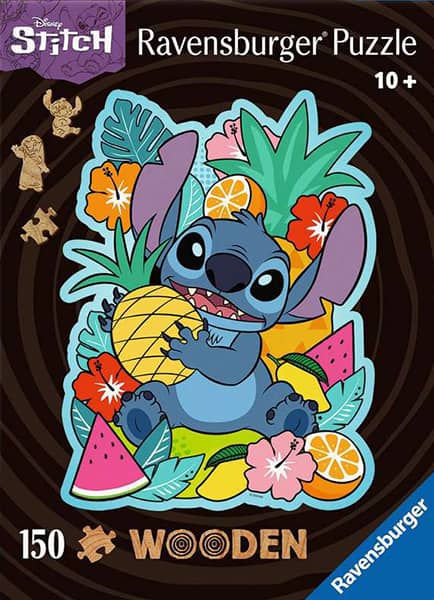 Wooden Disney Stitch puupalapeli on Ravensburgerin 150 palan palapeli. Valmiin palapelin koko 27 x 20 cm.