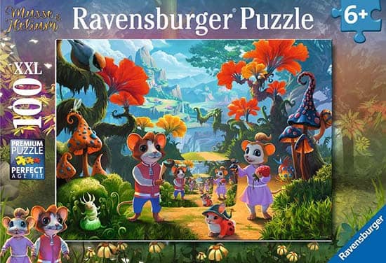 Musse ja Helium 100 palan palapeli on kaverusten seikkailu fantasiamaailmassa. Palapelin palat ovat normaalia isommat, joten lapsen on helppo niitä käsitellä.