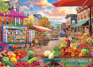 Main Street Market Day palapeli 1000 palaa on markkinat-aiheinen palapeli. 