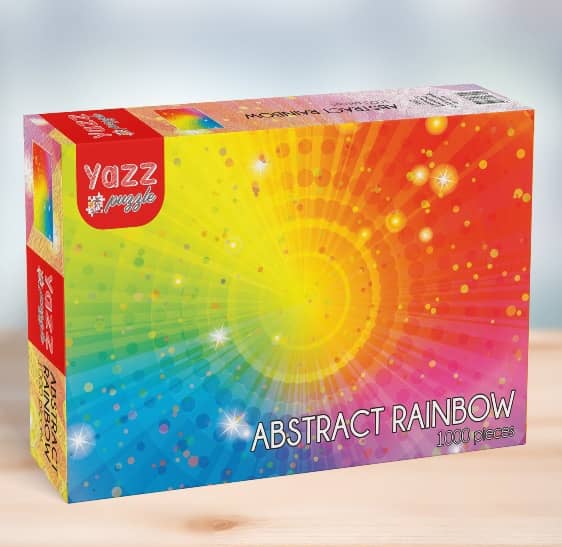 Abstrakti sateenkaari palapeli (Abstract rainbow) on 1000 palan palapeli. Kuvassa värit levittäytyvät kuin auringon säteet. Valmistaja Yazz Puzzles.