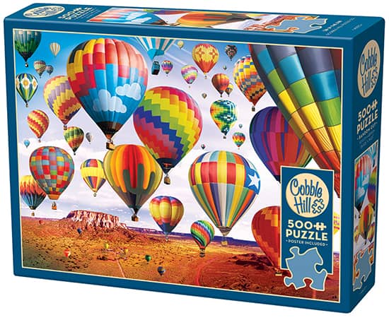 Kuumailmapallot palapeli 500 palaa on kanadalaisen Cobble Hillin valmistama. Pelissä on tavallista isommat palat, joten valmiista pelistä tulee näyttävä ja hieman suurempia paloja on helpompi käsitellä.