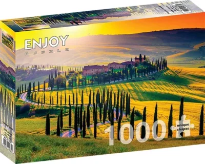 Tuscany Sunset palapeli on Enjoyn 1000-palainen. Ihana toscanan maisema ilta-auringon laskun aikaan.