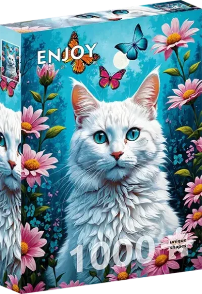 White Cat palapeli on Enjoyn 1000-palainen kissapalapeli. Kuvassa valkoinen kissa katsoo suoraan palapelaajaan, perhoset ja kukat reunustavat kissaa. Enjoyn palat eivät kiillä, ja palat ovat yksilölliset ja menevät vain omille paikoilleen.