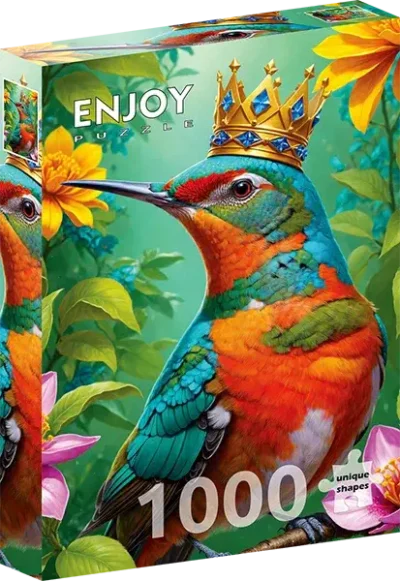 The King palapeli on Enjoyn 1000-palainen kolibripalapeli, jonka kuvassa upealla linnulla on kruunu päässään ja värikkäät kukat ympäröivät lintua. Enjoyn palat eivät kiillä, ja palat ovat yksilölliset ja menevät vain omille paikoilleen.