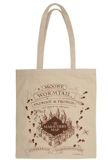 Harry Potter kangaskassi on Marauder Map -kuvalla. Materiaali puuvilla.