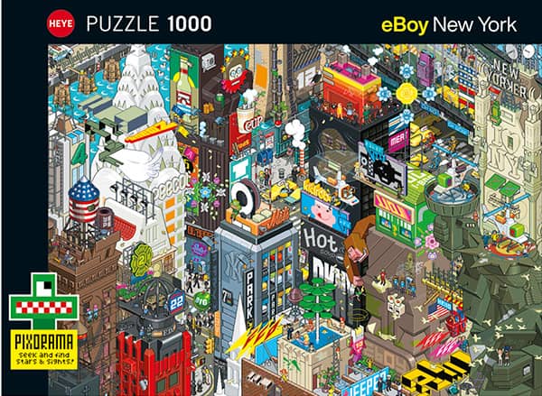 eBoy New York Quest palapeli on Heyen 1000-palainen. Valmis koko 70 x 50 cm. Myyjä Pieni Harrastepuoti