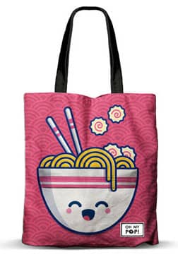 Oh My Pop kangaskassi Noodle on kätevä kassi ja siinä tavarat pysyy paremmin tallessa, koska nuudeli-kassi on vetoketjullinen.