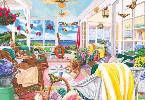 Summer Porch palapeli 1000 palaa on kesäaiheinen palapeli, jonka on kuvittanut Joelle McIntyre.