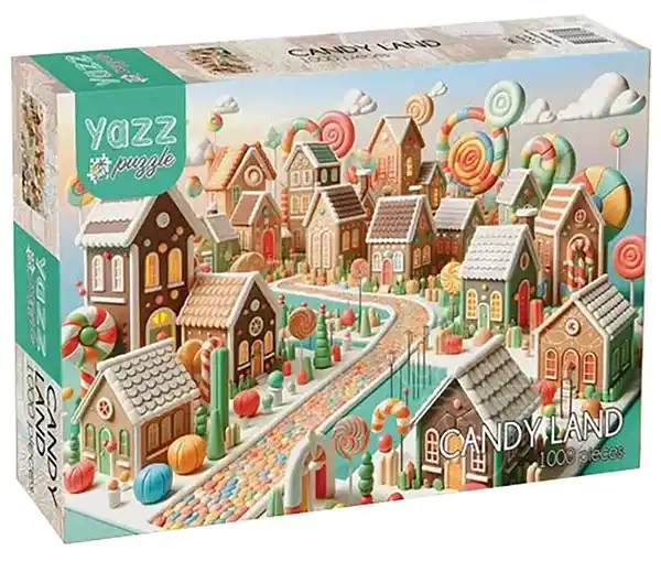 Candy Land palapeli on Yazzin 1000-palainen fantasiapalapeli, jonka kuvassa kylä muodostuu piparkakkutaloista.
