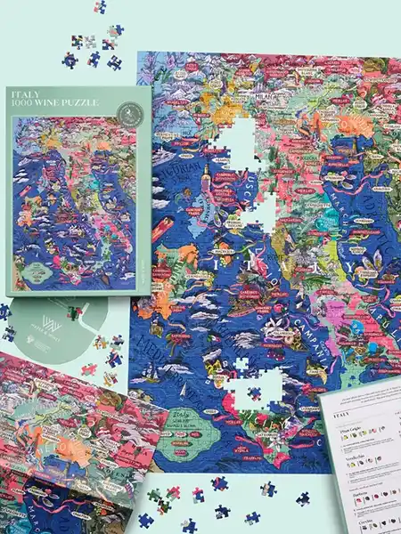 Water & Wines Italy palapeli 1000 palaa Wine Puzzle: Italia-viinipalapeli vie sinut matkalle maan viinialueiden halki alue kerrallaan.