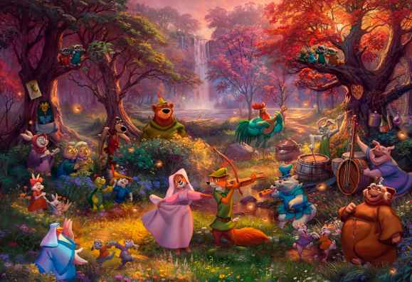 Robin Hood palapeli 1000 palaa on Thomas Kinkade Studiosin kuvittama. Kuvassa Robin Hood ystävineen viettää juhlia.