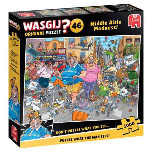 Wasgij Original 46 Middle Aisle Madness palapeli 1000 palaa on alankomaalaisen Jumbon vuoden 2025 uutuus. 1000 palan palapeli