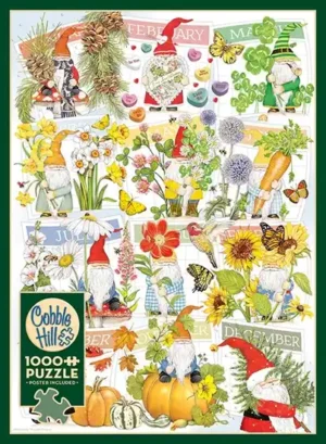 A Happy Gnome Life palapeli 1000 palaa on Mary Lake-Thompson kuvittama puutarhatonttujen palapeli.