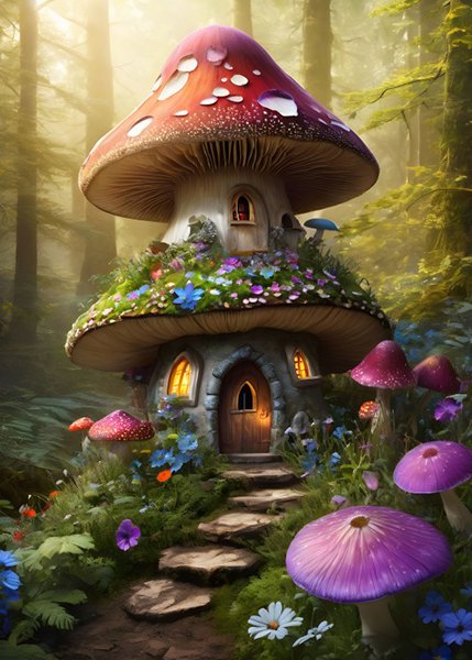 Underwood mushroom house -palapeli 500 palaa on ranskalaisen Alipsonin 500 palan palapeli. Kuvassa kärpässienen alla on pieni suloinen mökki.