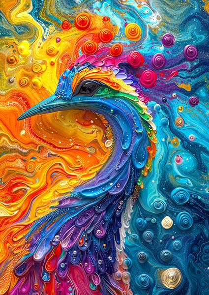 Marble Feathers -palapeli 1000 palaa on Enjoy Puzzlen upea riikinkukko-palapeli.