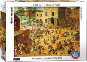 Children's Games -palapeli 1000 palaa on Pieter Bruegel'n maalaus, jossa lapset leikkivät. Eurographicin Fine Art -sarjaa.