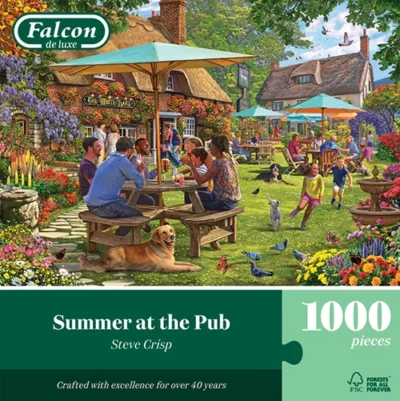 Summer at the Pub -palapeli 1000 palaa on brittiläisen Falcon de Luxen pubi-aiheinen palapeli. Kuvittaja Steve Crisp