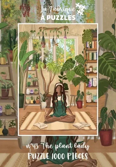 The plant lady -palapeli 1000 palaa on ranskalaisen La Fabrique a Puzzles'n palapeli, jossa nainen ja upeat viherkasvit. Viherkasviaiheisen palapelin on kuivittanut Tarn Ellis.