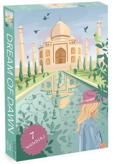 Taj Mahal Dream of Dawn -palapeli 1000 palaa on Mathilde Garcian kuvittama Taj Mahal -palapeli. Taj Mahal on maailman 7 ihmeestä.