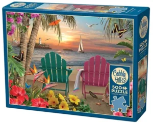 Island Paradise palapeli 500 palaa on kanadalaisen Cobble Hillin valmistama seesteinen maisemapalapeli. Alan Gianan kuvituksessa kaksi rantatuolia on aseteltu niin, että meri ja majakka näkyy.