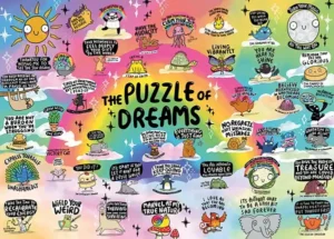 Gibsons The Puzzle of Dreams palapeli 1000 palaa on brittiläisen Gibsonsin positiivisuus-palapeli. Taiteilija Katie Abeyn kuvitus.