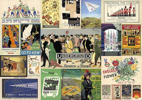 Gibsons TfL Heritage Posters palapeli 1000 palaa on brittiläisen Gibsonsin Vintage Posters -palapeli.