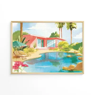 Aparté Palm Springs Oasis 1000 palan palapeli, jossa arkkitehtuurisesti upea kalifornialainen talo. Aparte palapelit
