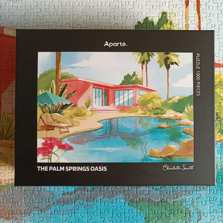 Aparté Palm Springs Oasis 1000 palan palapeli, jossa arkkitehtuurisesti upea kalifornialainen talo. Maisemapalapeli