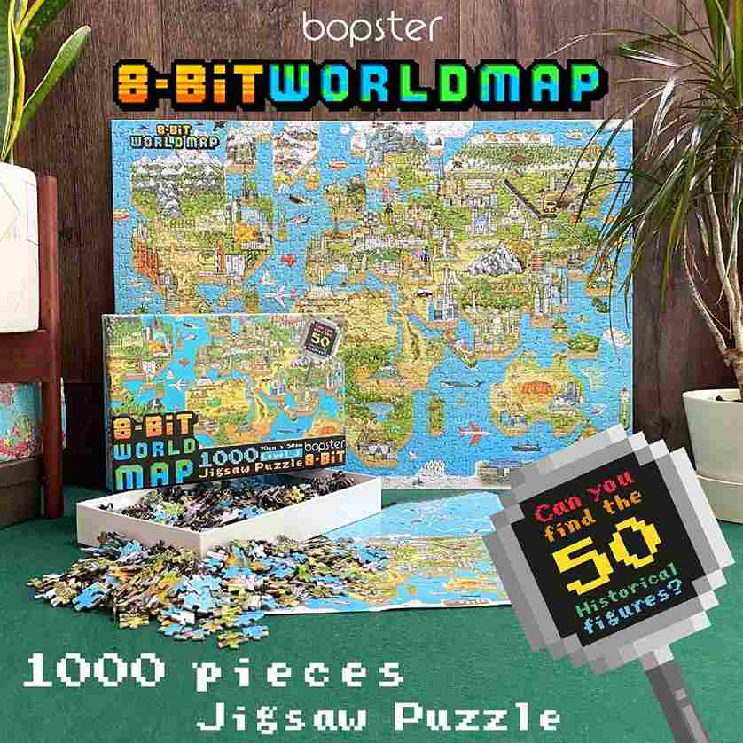 Bopster 8-Bit Pixel Puzzle World palapeli 1000 palaa on maailmankarttapalapeli.