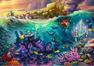 Disney Ursula The Little Mermaid -palapeli 1000 palaa on Thomas Kinkade Studios'n kuvittama Disney-palapeli