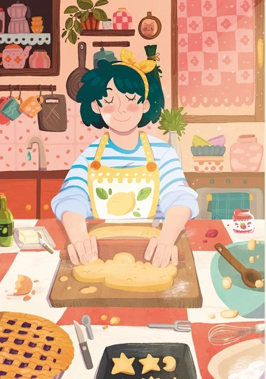 Sto Puzzle Hands in Dough palapeli 500 palaa on Francesca Tudini'n kuvittama leivonta-aiheinen palapeli.