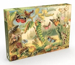 Penny Puzzle Wonders of Nature palapeli 1000 palaa on vintagetyylinen kuvitus, jossa perhoset, toukat ja koppakuoriaiset
