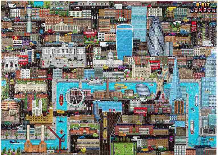 Bopster 8-Bit Pixel London palapeli 1000 palaa on nuorten ja aikuisten Lontoo- karttapalapeli.