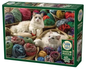 Cobble Hill Ragdolls palapeli 1000 palaa on kissapalapeli, jossa kissa ovat vallanneet lankakorit.