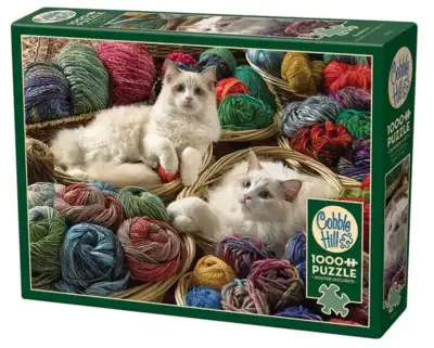Cobble Hill Ragdolls palapeli 1000 palaa on kissapalapeli, jossa kissa ovat vallanneet lankakorit.