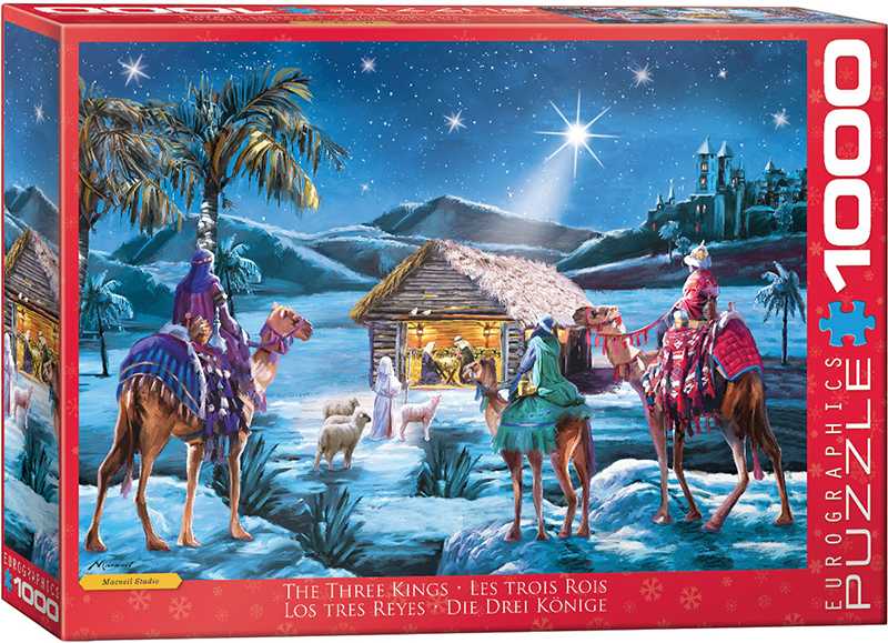 The Three Kings palapeli 1000 palaa on joulupalapeli, jossa kolme itämaan tietäjää ratsastaa kameleilla.