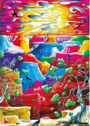 Magnolia Grand Canyon palapeli 1000 palaa on Megan Aroon kuvittama värikäs Grand Canyon -maisemapalapeli. 