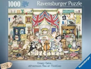 Afternoon Tea at Tiddles palapeli 1000 palaa on Crazy Cats -sarjan kissapalapeli.