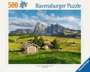 Dolomitenidyll of Siusi 500 palan palapeli on upea vuoristopalapeli, jossa Dolomiitit kohoaa maalaismaiseman taustalla.