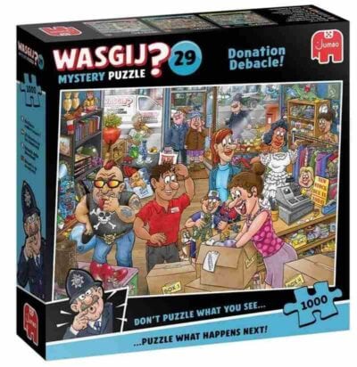 Wasgij Mystery 29 Donation Debacle palapeli on syksyn 2025 uutuus.