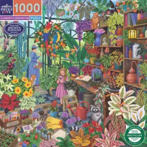 eeBoo Alchemist's Greenhouse palapeli 1000 palaa on kasvihuonepalapeli, kuvittanut Vasilisa Romanenko.