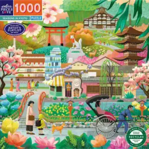 eeboo Seasons in Kyoto palapeli 1000 palaa on Japani-aiheinen palapeli. Kioton kevät on täynnä kukkien loistoa
