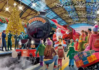Santa at the Station palapeli 1000 palaa on Victor McLindon kuvittama joulupalapeli.
